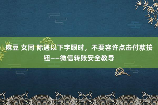麻豆 女同 际遇以下字眼时，不要容许点击付款按钮——微信转账安全教导